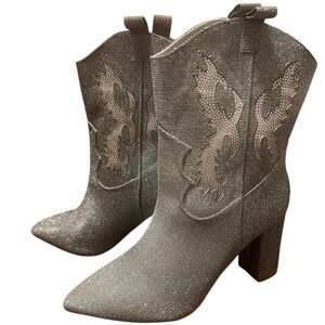 MIA Sparkling Silver Western Heeled Boots